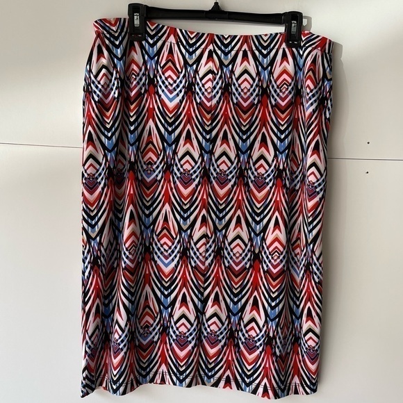 Rafaella Comfort Women's Boho Skirt Pencil Stretch Pink Multicolor Skirt, Sz L/G - Picture 7 of 8